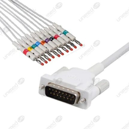 CABLE DE EKG PARA SCHILLER AT10, RESISTIVO TIPO TORNILLO, TERMINAL BANANA, UNIMED